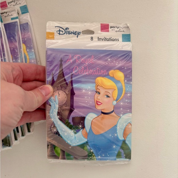 Vintage Kids Disney Princess Cinderella Unopened Birthday Invitations- Set of 8 - Picture 2 of 4